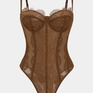Elegant Lace Bodysuit - Brown